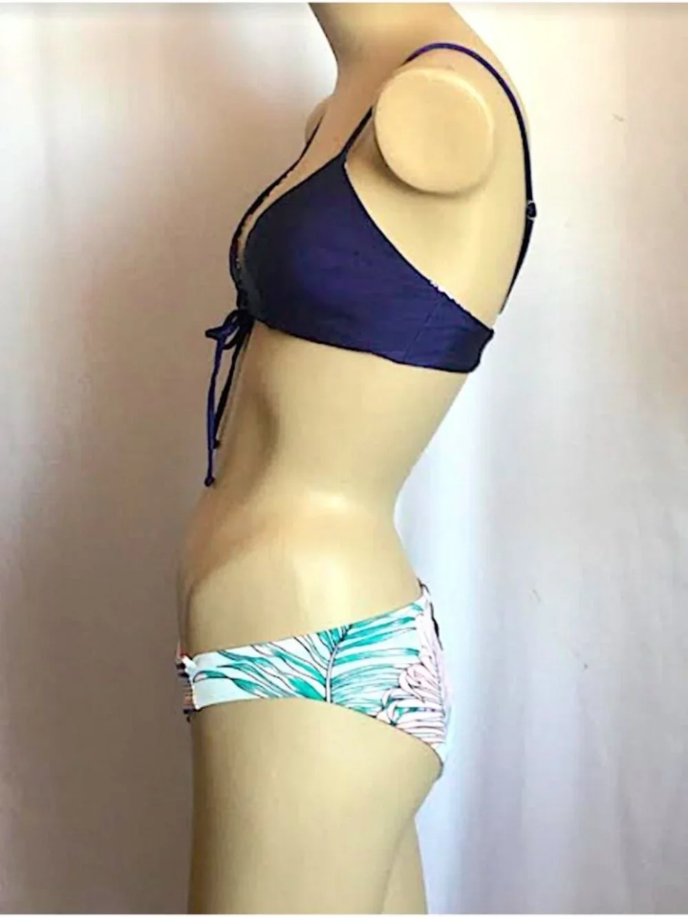 Maaji  Navy Lace up Top 4-way Reversible Small Bikini Set + gift  Womens